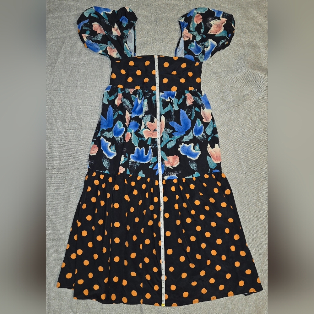 ​Capulet Mixed Print Maxi Dress Floral Polka Dot Tiered Puff Sleeve Size XS - Picture 15 of 16